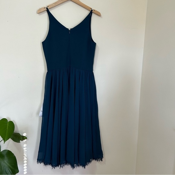 Dress The Population‎ Alicia Mixed Media Midi Dress in Peacock Blue sz M - Picture 5 of 7